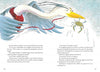A large bird with a yellow beak flies over Chesapeake Bay, holding Chadwick the Crab by a red ribbon. The surprised crab dangles from the ribbon. Text from "A Chadwick Treasury" by Schiffer Publishing, Ltd. appears on both pages.