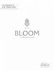 The cover of Bloom by Schiffer Publishing, Ltd. features a floral graphic and decorative script with the text "27 Drawings to Color & Frame." This coloring book offers nature-inspired illustrations on a white background with gray text.