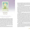 A spread from The Herbal Healing Deck by Schiffer Publishing, Ltd. shows a daffodil illustration with text on self-worth and explores the daffodil’s symbolism in herbal medicine and its connection to self-worth.
