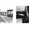 A black and white photo from "Grunts" by Schiffer Publishing, Ltd. shows a sign reading When you fire think BRAS—Breathe, Relax, Aim, Squeeze on the left and a man in basic training aiming a rifle on the right.