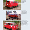 Three photos feature The VW Bus by Schiffer Publishing, Ltd.—a classic VW T1 converted for rail use with special wheels and DB logos, seen driving on train tracks amid buildings and greenery.