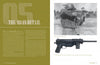 A spread from Schiffer Publishing, Ltd.’s “The US M3/M3A1 Submachine Gun” shows text on the left page and, on the right, a WWII soldier firing an M3 Grease Gun alongside a standalone photo of this classic submachine gun.