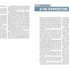 An open book titled "US Army Twin Beeches" by Schiffer Publishing, Ltd. shows two dense text pages; the right is headed “CHAPTER ONE: C-45 EXPEDITOR” in blue, discussing the history and specs of US Army Beech aircraft. No images are included.