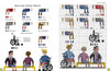 A personalized PixlPeople cross-stitch pattern by Schiffer Publishing, Ltd. features charmingly detailed people in wheelchairs.