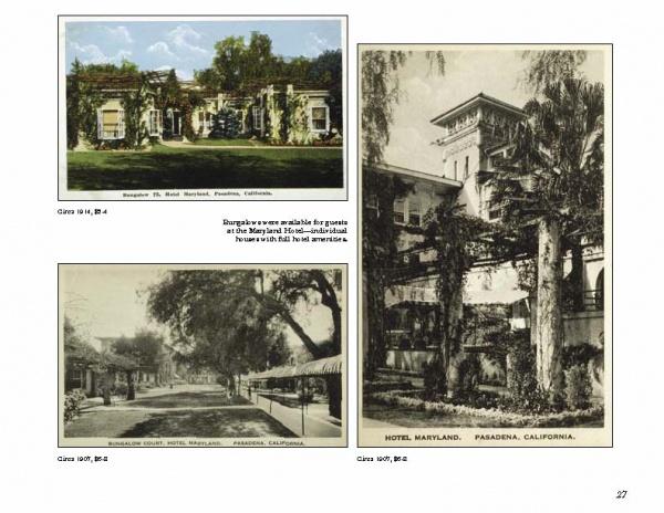 Greetings From Pasadena by Schiffer Publishing, Ltd. features three vintage postcards of historic Pasadena hotels, each with captions and descriptions highlighting classic architecture amidst tree-filled gardens. Photos are in black-and-white and color-tinted styles.