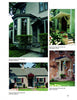 The image from "Entryways and Doorways" by Schiffer Publishing, Ltd. features four houses with unique front door styles, sheltered by small roofs. Distinctive architecture and vibrant landscaping are shown, with captions noting each location and doorway.