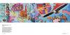Icons & Symbols of the Borderland by Schiffer Publishing, Ltd. showcases a vibrant mural with Mexican and American symbols—eagle, horse, U.S. flag, portraits, and colorful text—blending cultural and political imagery from the borderlands.