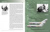 A spread from MiG Aces of the Vietnam War by Schiffer Publishing, Ltd. shows text, a B&W photo of two North Vietnamese pilots waving, a portrait near an aircraft, and images of gray fighter jets with red markings over a map of Vietnam.