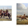 A two-page spread in Schiffer Publishing, Ltd.'s "Western Art of the Twenty-First Century" showcases text on artist Martin Grelle, with paintings of Native American riders on horseback, including one beneath a cloudy sky.