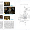 A textbook spread from "Guilloché" by Schiffer Publishing, Ltd., displays text, photos of lens components, and a technical diagram on rose engine ornamental turning. Blue headings and figure labels appear on the white-background pages.