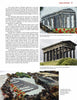 A page from Hooked Rug Storytelling by Schiffer Publishing, Ltd. features textile art of the Penshaw Monument, photos of the actual site, text about the artist’s inspiration, and close-ups highlighting stitching detail and rug making techniques.