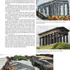 A page from Hooked Rug Storytelling by Schiffer Publishing, Ltd. features textile art of the Penshaw Monument, photos of the actual site, text about the artist’s inspiration, and close-ups highlighting stitching detail and rug making techniques.