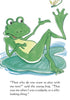 An illustrated green frog lounges on a lily pad with a butterfly overhead. From Schiffer Publishing, Ltd., "The Silly Looking Thing" features the text: “Then why do you want to play with me now?” said the young frog. Perfect for children’s books.