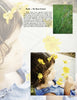 A young child with brown hair in a blue dress holds yellow flowers outdoors. Close-ups of the child and lavender illustrate “Kinder Gardens” by Schiffer Publishing, Ltd.—perfect inspiration for gardening with kids and exploring garden scents.