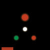Four blurred circles—red at the top, white in the center, green bottom left, red bottom right—are set against black, echoing maritime signals found in "Lights, Shapes, & Signals for the Merchant Mariner" by Schiffer Publishing.