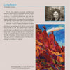A page about Larisa Aukon showcases her portrait, an artist statement, and her vibrant Arizona New Mexico desert art in vivid reds, blues, and oranges from Schiffer Publishing, Ltd.'s "Contemporary Art of the Southwest.