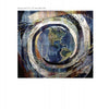 Weaving a Chronicle" by Schiffer Publishing, Ltd. is a textile artwork showing the Earth with North and South America, surrounded by blue, brown, and white swirling patterns, created using tapestry weaving techniques.