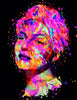 ARTtitude by Schiffer Publishing, Ltd. is a vibrant digital portrait inspired by contemporary graphic arts, depicting a woman's face from bold abstract shapes in vivid pinks, purples, oranges, yellows, and blues on a black background.