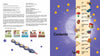 A two-page spread from Cardboard by Schiffer Publishing, Ltd.: Left page shows copyright info and toy images; right page features a contents list on purple with yellow stars, highlighting colorful, fun five-step toy projects for fine motor skills.