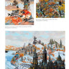 Contemporary Painters by Schiffer Publishing, Ltd. features three storybook-style artworks: goldfish over a castle, birds in an autumn city, and a snow-covered pastel town—ideal for art collectors and painting enthusiasts.