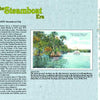 A page from St. John's River by Schiffer Publishing, Ltd. shows "The Steamboat Era" and "Chapter Two" with an 1875 steamboat illustration on Florida’s St. Johns River, surrounded by trees, plus text on the region’s illustrated history.