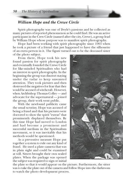 A page from "Arizona's Haunted Hotspots" by Schiffer Publishing, Ltd. explores paranormal investigations, showing a portrait with a ghostly face above the subject’s shoulder—reminiscent of spirit photography—with text around the image.