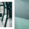 On the left, a black and white kitten rests under metal chairs; on the right, an orange and white cat sits on a green ledge—an authentic scene from The Cats of Cuba by Schiffer Publishing, Ltd.