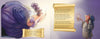 An illustrated spread from "If the Shoe Fits" by Schiffer Publishing, Ltd. shows a gray-haired fairy godmother in a purple dress with a wand on the left, and a hooded figure with a candle on the right, with scrolls of children's book text.