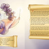 An illustrated spread from "If the Shoe Fits" by Schiffer Publishing, Ltd. shows a gray-haired fairy godmother in a purple dress with a wand on the left, and a hooded figure with a candle on the right, with scrolls of children's book text.