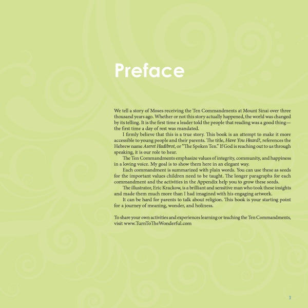 A green book page titled Preface introduces Schiffer Publishing, Ltd.’s "Have You Heard?", explaining its purpose, modern relevance, and inviting readers to share experiences at www.TurnToTheWonderful.com.
