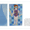 Let’s Get Creative With Quilt Labels by Schiffer Publishing, Ltd. shows a girl in a swimsuit with goggles and pool noodles on a blue patchwork quilt. Hand-embroidered labels appear inside a water droplet, framed by wave borders.