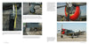 A two-page spread from Schiffer Publishing, Ltd.'s P-47 Thunderbolt shows close-ups and wide shots of this WWII aircraft’s landing gear, wheel, engine, and the full plane on a runway, each with detailed captions.