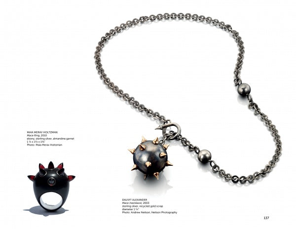 On Body and Soul by Schiffer Publishing, Ltd. is a striking necklace with a black ball and spikes, channeling protective jewelry vibes and making a bold, armor-inspired statement.