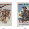 World War II Posters by Schiffer Publishing, Ltd.: One features Marines charging a beach; the other shows a confident Marine with troops and ships behind him. Both vivid images urge enlistment in the U.S. Marine Corps.
