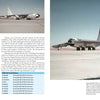 A two-page book spread from Schiffer Publishing, Ltd.'s "B-52 Stratofortress" features text and two color photos of a B-52 on a runway, covering the B-52B, its variants, and its key role in US nuclear deterrence.
