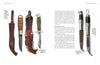 On the left are five traditional Finnish knives with unique handles and blades. On the right, two Anssi Ruusuvuori Finnish puukko knives with silver accents and engraved sheaths are displayed, from "The Puukko" by Schiffer Publishing, Ltd.