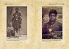 Two sepia-toned photos of African American Civil War soldiers in uniform appear on adjacent pages of "Fighting for Uncle Sam" by Schiffer Publishing, Ltd., with captions highlighting their military service and contributions.
