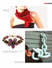 A page features three unique pieces of Costume Jewelry by Schiffer Publishing, Ltd.: a red ruffled scarf, a gold necklace with purple stones, and a light blue sculptural chain draped over a shoulder.