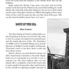 A page from "Ghosts of the North Carolina Shores" by Schiffer Publishing, Ltd. features text on “That Mysterious Woman” in a blue hall, “Down by the Sea (Dare County)” about haunted towns, and a grayscale lighthouse image at the bottom right.