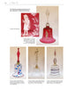 A catalog page features “Glass Bells from Around The World” by Schiffer Publishing, Ltd., displaying five uniquely designed, colorful bells. An inset spotlights a pink bell with a white girl motif. Each bell includes a descriptive caption.