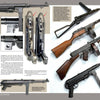 The catalog page for "German Submachine Guns, 1918–1945" by Schiffer Publishing, Ltd. showcases side and top views with detailed labels and descriptions of the components and design features on a light background.