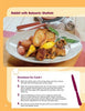 A plate with rabbit, balsamic shallots, lemon wedges, and toasted bread is shown on an interactive recipe page titled "Cooking Together" by Schiffer Publishing, Ltd., with directions and a purple title at the top.