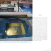 A close-up of a spa hot tub with tiled seating beside a stylish pool area, featured in "Swimming Pool Innovations" by Schiffer Publishing, Ltd.—great inspiration for your next pool or spa project. Text about spas appears on the right.