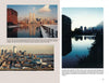 A collage from "Changing Jersey City" by Schiffer Publishing, Ltd. features four photos of New York City: Twin Towers skyline from Journal Square, reflective water, and city buildings at various times, each with a brief caption.