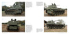 Four photos from "M24 Chaffee, Vol. 2" by Schiffer Publishing, Ltd. show the green, vintage M24 Chaffee light tank with white stars outdoors; the spread’s center features text. This historic tank served in the Korean War.