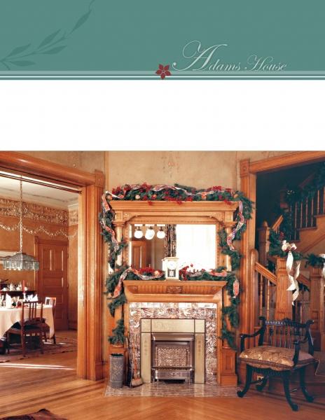 Inspired by "Decorating for Christmas at Historic Houses" by Schiffer Publishing, Ltd., this vintage-style living room features festive décor, a garland-draped fireplace, set dining table, and a charming wooden staircase.