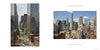 Vista Manhattan by Schiffer Publishing, Ltd. features two photos: one shows a busy street lined with modern skyscrapers from above; the other highlights New York's skyline of historic and modern high-rises under a blue sky.