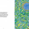 A storybook spread from "Mosey's Field" by Schiffer Publishing, Ltd.: left page features text; right page shows a small brown animal in a rural landscape, gazing up at a large blue sunflower among tall green leaves.