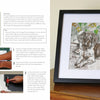 A book spread from Print It! by Schiffer Publishing, Ltd. shows step-by-step monoprinting instructions with photos: hands inking a plate and prepping materials, plus a framed dog monoprint—perfect inspiration for kids' printmaking.