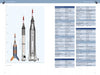 On the left, three Mercury rockets (Redstone, Atlas, Little Joe) are shown side by side; on the right, Project Mercury’s manned spaceflight and capsule specs appear in tables. Brand: Schiffer Publishing, Ltd.